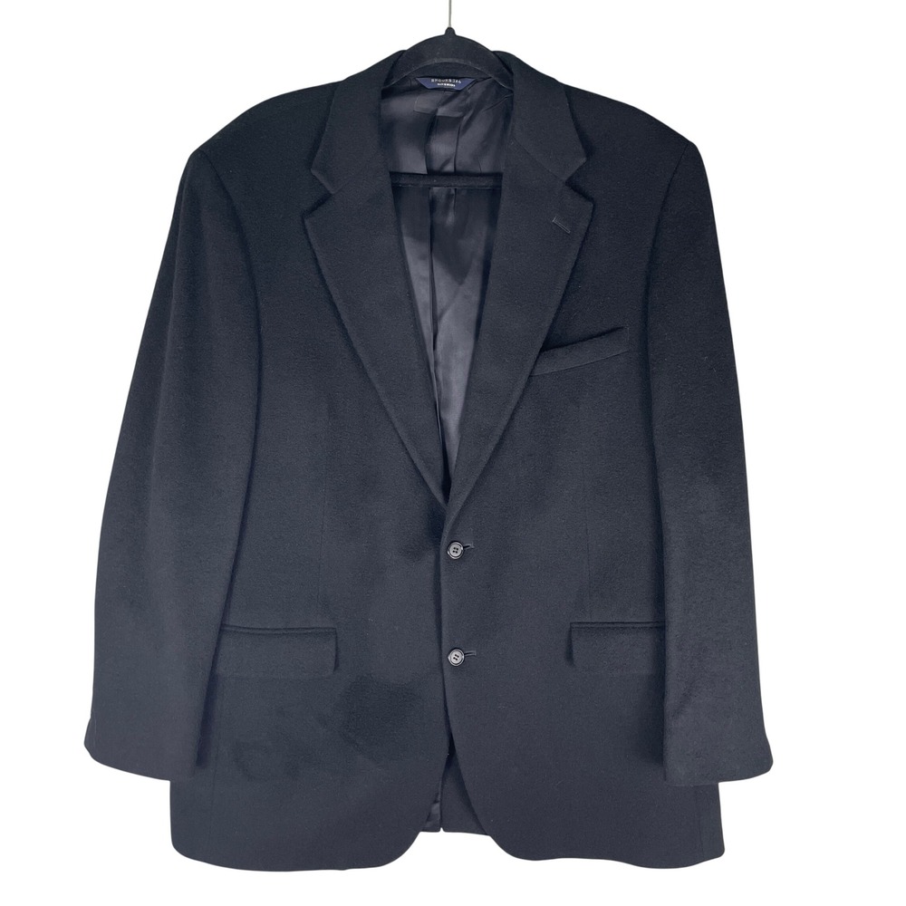 Brooks Brothers Blazer Mens 44 Long Black Very Good 100% Camel Hair Sport Coat